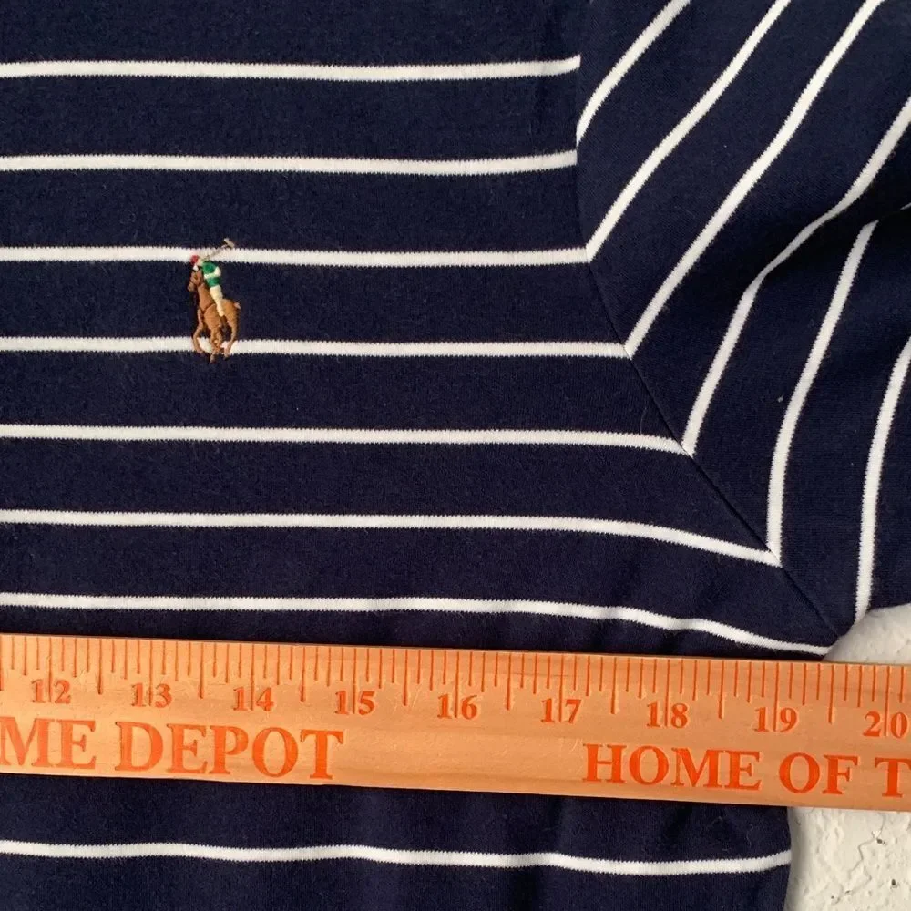 Polo by Ralph Lauren Men's Navy and White Striped Polo Shirt Size SP
